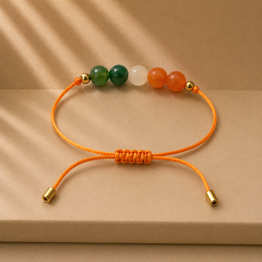 Bracelet en pierres naturelles fait main | Orange Vert