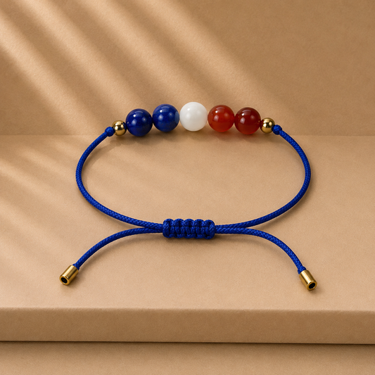 Bracelet en pierres naturelles fait main | Bleu Blanc Rouge
