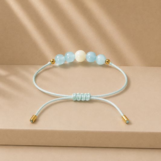 Bracelet en pierres naturelles fait main | Bleu ciel