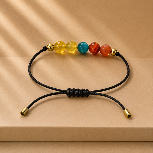 Bracelet en pierres naturelles fait main | Jaune Orangé