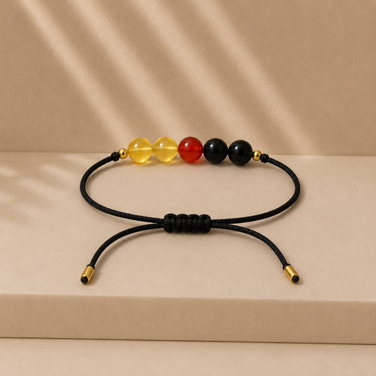 Bracelet en pierres naturelles fait main | Jaune Noir