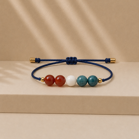 Bracelet en pierres naturelles fait main | Rouge bleu