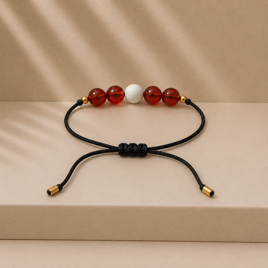 Bracelet en pierres naturelles fait main | Rouge et blanc