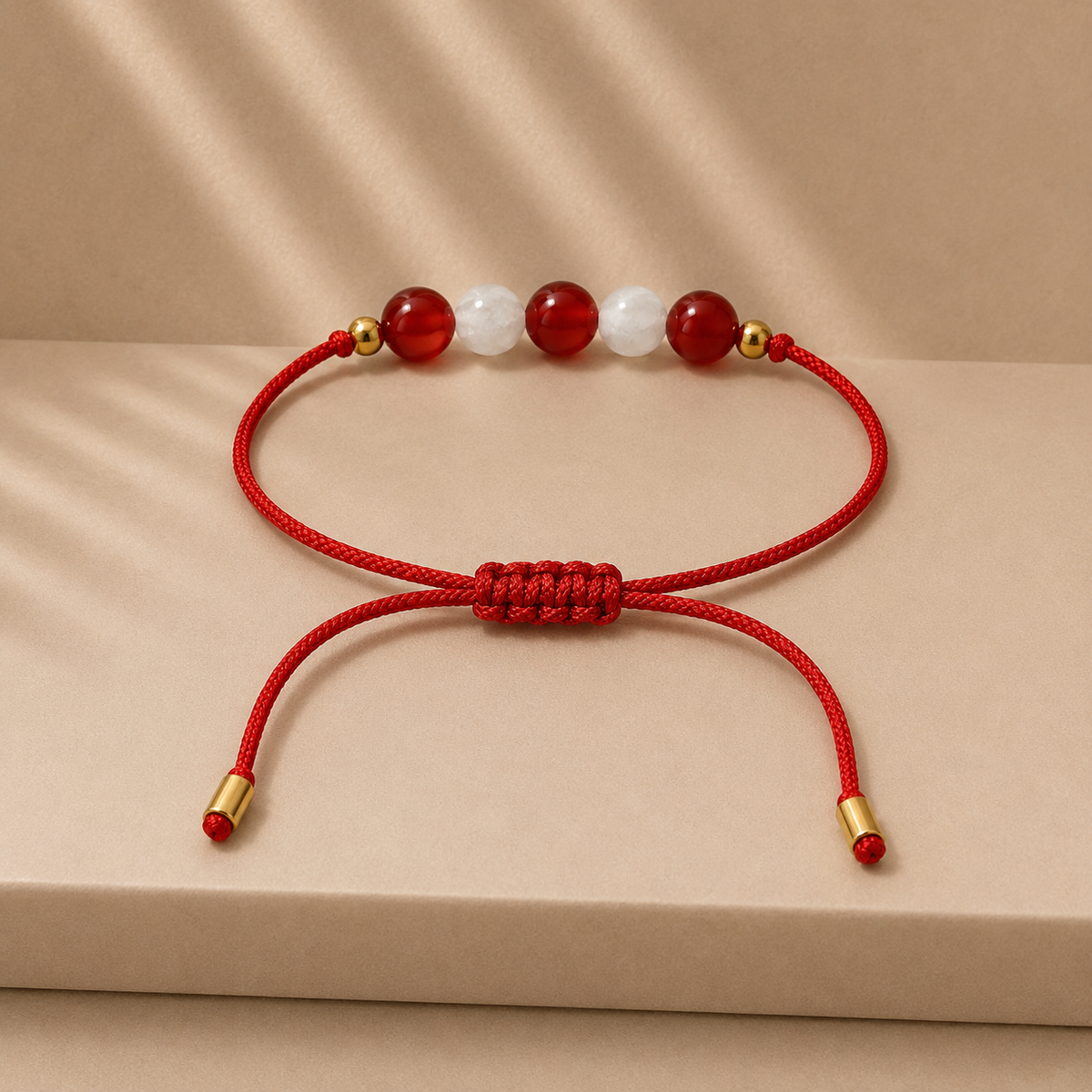 Bracelet en pierres naturelles fait main | Rouge et nacre