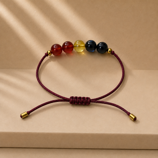 Bracelet en pierres naturelles fait main | Rouge Noir