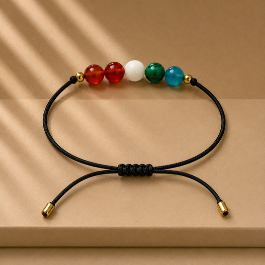 Bracelet en pierres naturelles fait main | Rouge Vert Turquoise