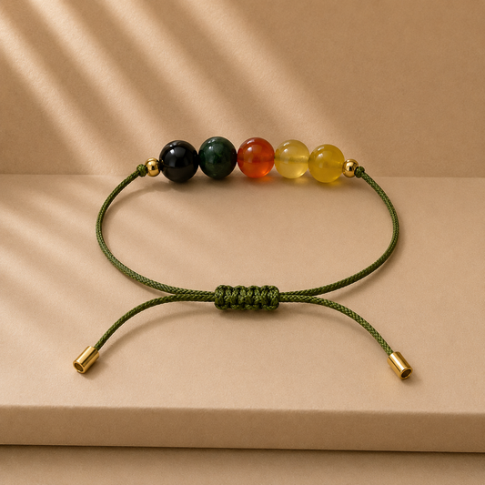 Bracelet en pierres naturelles fait main | Vert Jaune