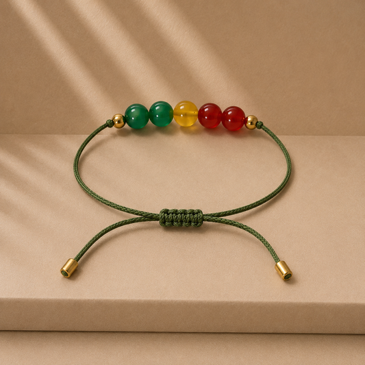 Bracelet en pierres naturelles fait main | Vert Rouge
